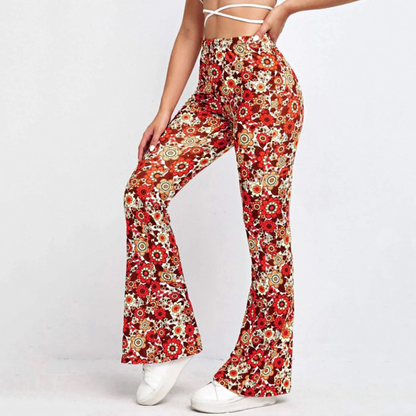 Vintage Style High Waisted Wide Leg Floral Pants