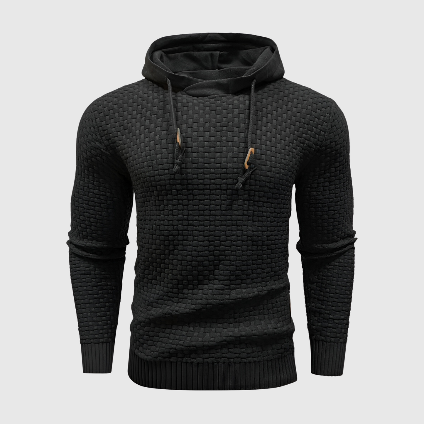 VogeLuxe | Men’s Textured Knit Hoodie With Cowl Hood