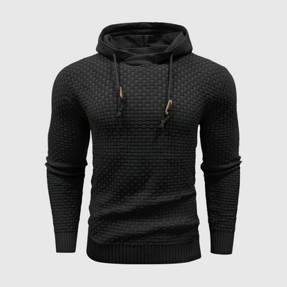 VogeLuxe | Men’s Textured Knit Hoodie With Cowl Hood