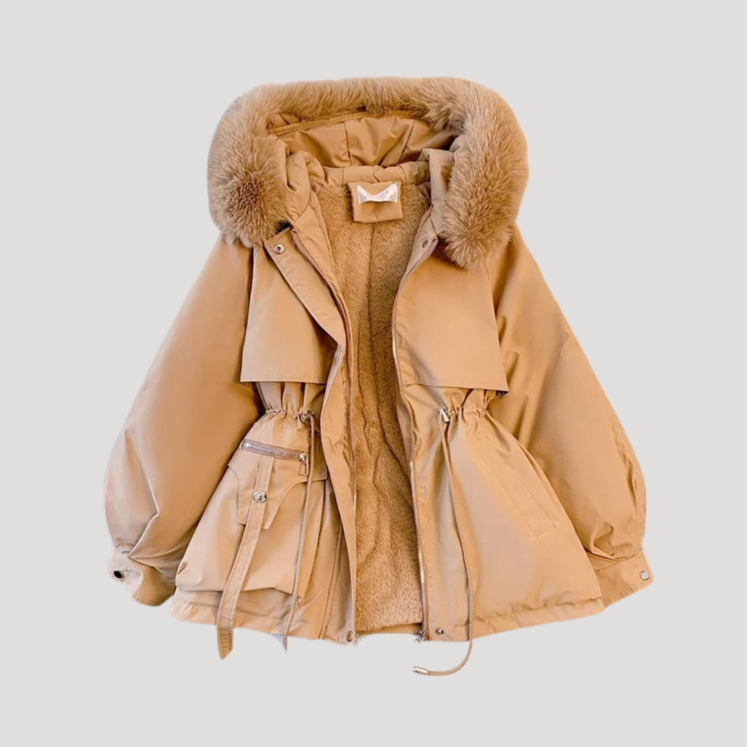 Ladies Warm Parka Coat with Faux Fur Hooded Jacket - VogeLuxe