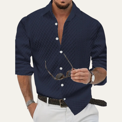 VogeLuxe | Men’s Embossed Waffle Texture Button Down Shirt