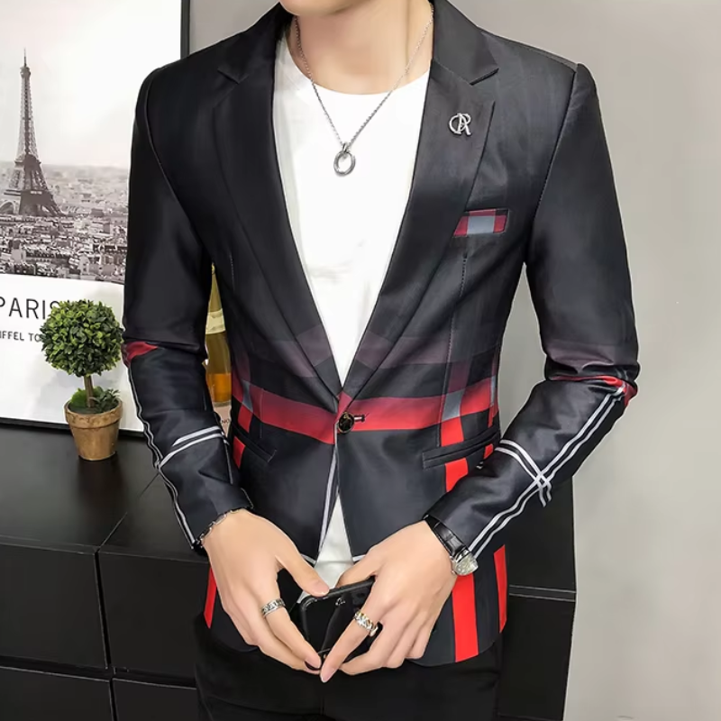 Stylish Men's Navy Blue Slim Fit Blazer