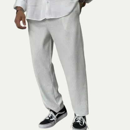 VogeLuxe | Men’s Wide Leg Rib Knit Lounge Trousers