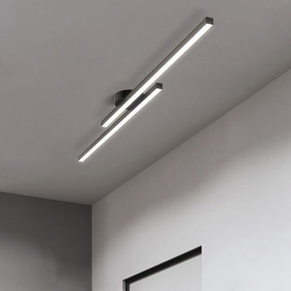 Sleek Silver LED Semi Flush Mount Ceiling Light