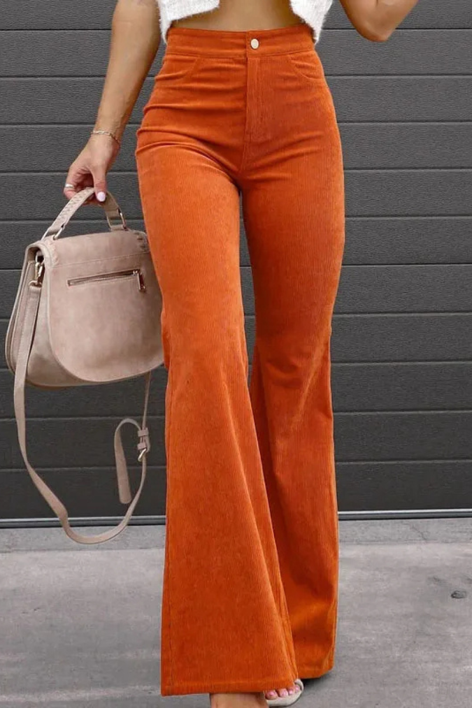 Classic Wide Leg Velvet Trousers for Women