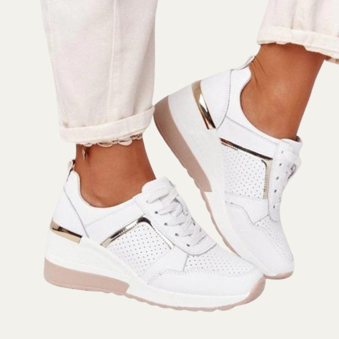VogeLuxe | Women’s Platform Wedge Sneakers with Metallic Accents