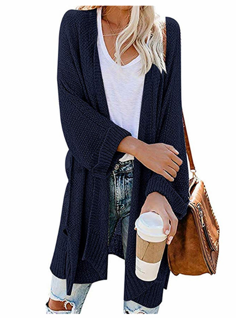 Cozy Women's Open Front Winter Cardigan with Pockets