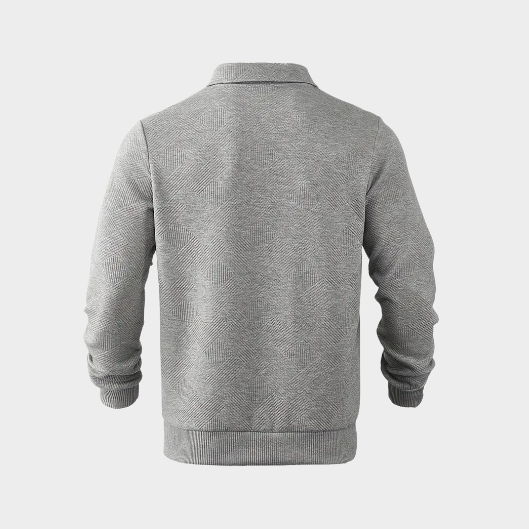 VogeLuxe | Men’s Quarter Zip Textured Knit Pullover