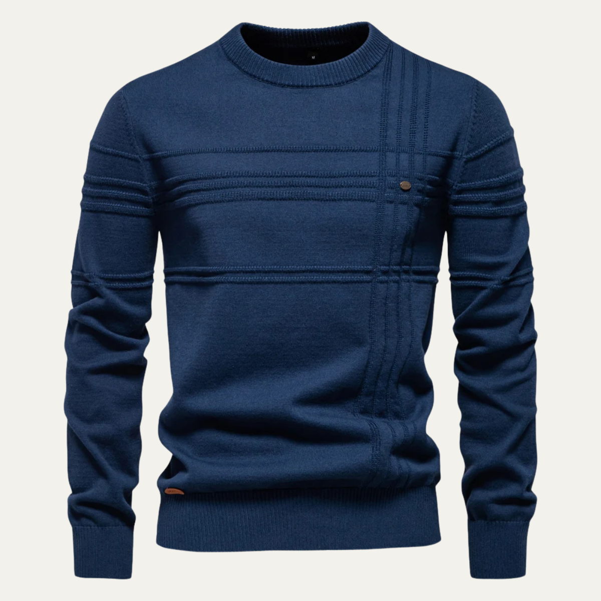 VogeLuxe | Men’s Textured Grid Pattern Crewneck Knit Sweater