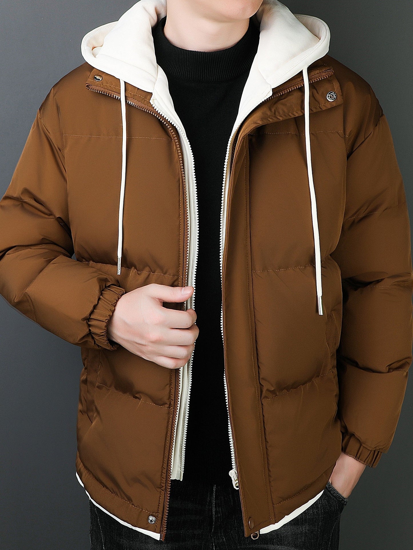Warm Waterproof Hooded Puffer Coat for Men