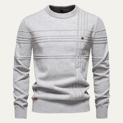 VogeLuxe | Men’s Textured Grid Pattern Crewneck Knit Sweater