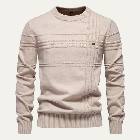 VogeLuxe | Men’s Textured Grid Pattern Crewneck Knit Sweater