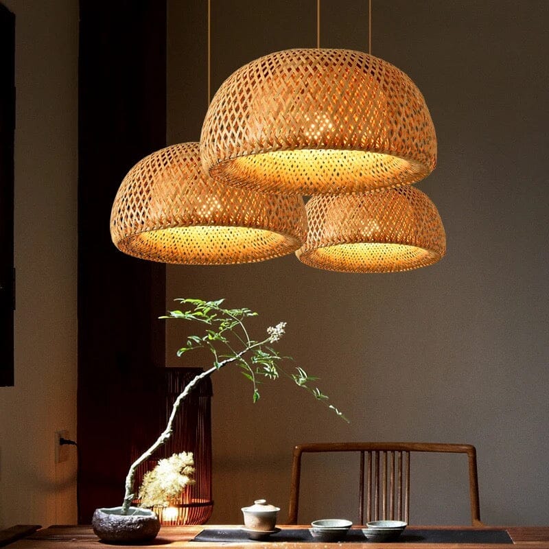 Natural Bamboo Hanging Lamp | Rustic Kitchen Lighting