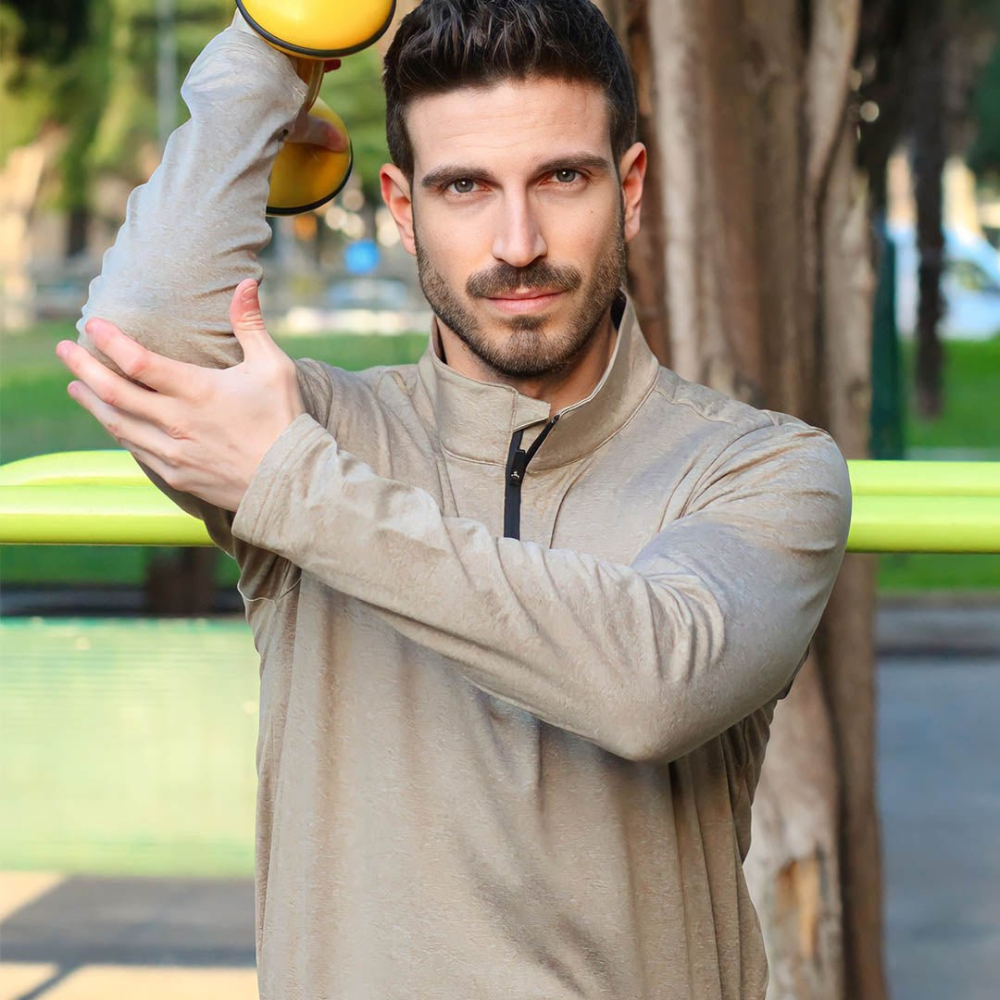 VogeLuxe | Men’s Technical Quarter Zip Stand Collar Shirt