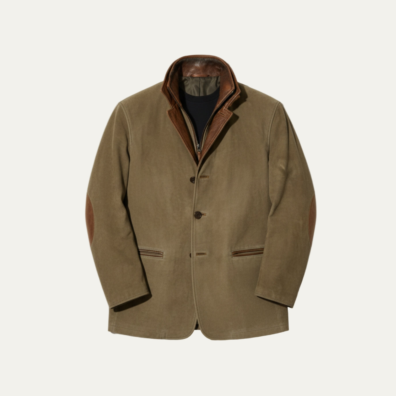 VogeLuxe | Men’s Suede Look Blazer with Stand Collar Insert