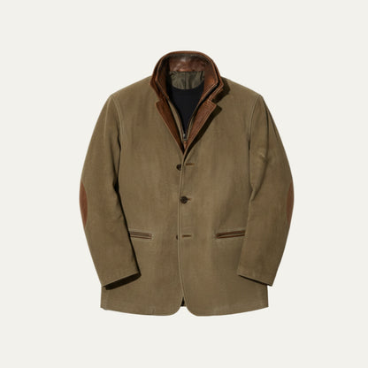 VogeLuxe | Men’s Suede Look Blazer with Stand Collar Insert