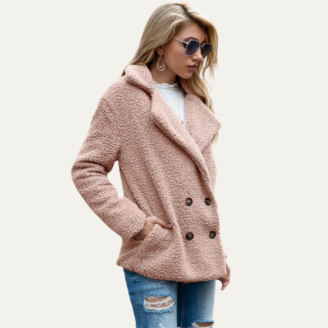 VogeLuxe | Women’s Plush Mid-Length Pea Coat