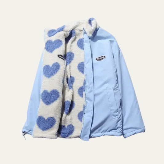 VogeLuxe | Women’s Reversible Plush Heart Lined Jacket