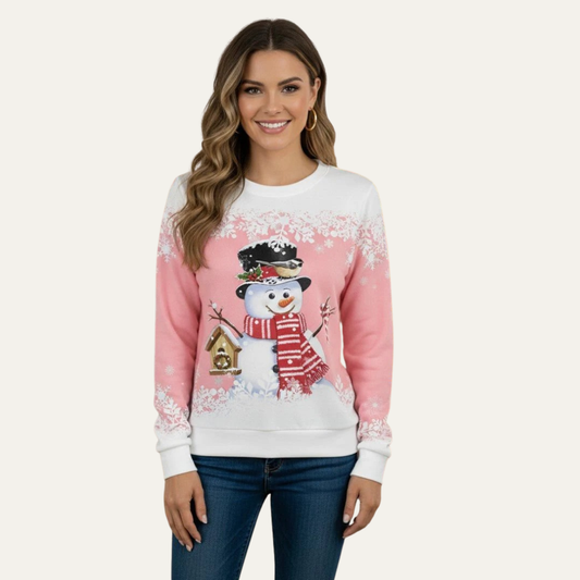 VogeLuxe | Women’s Festive Snowman Crewneck Sweatshirt