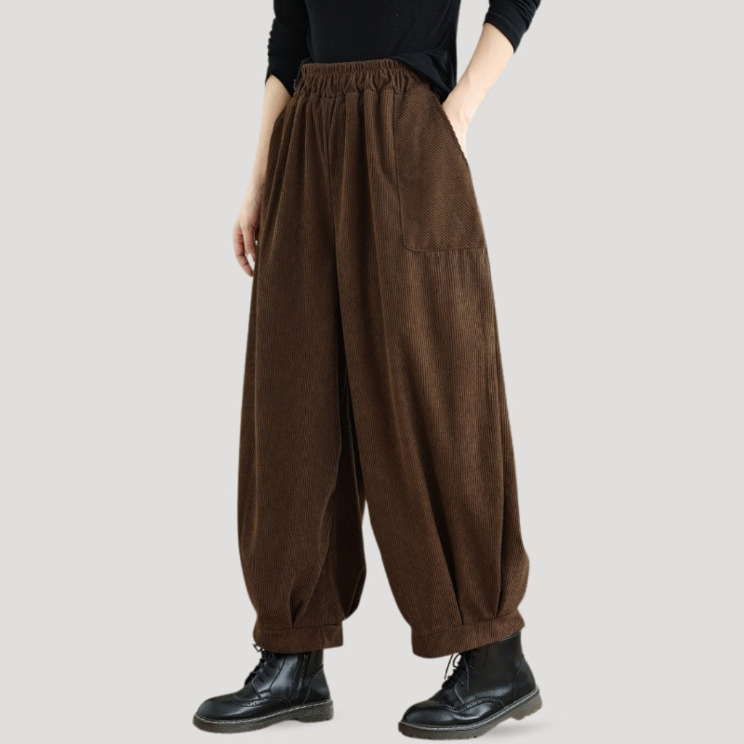 High Waisted Wide Leg Corduroy Women's Jeans - VogeLuxe