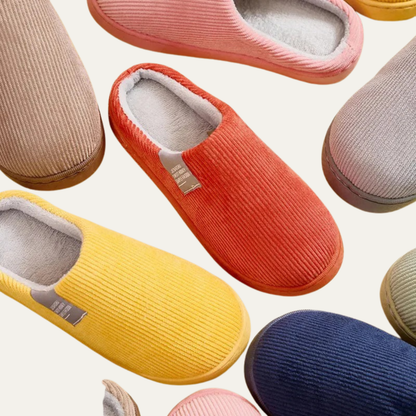 VogeLuxe | Women’s Corduroy Slip On Fleece Lined Mule Slippers