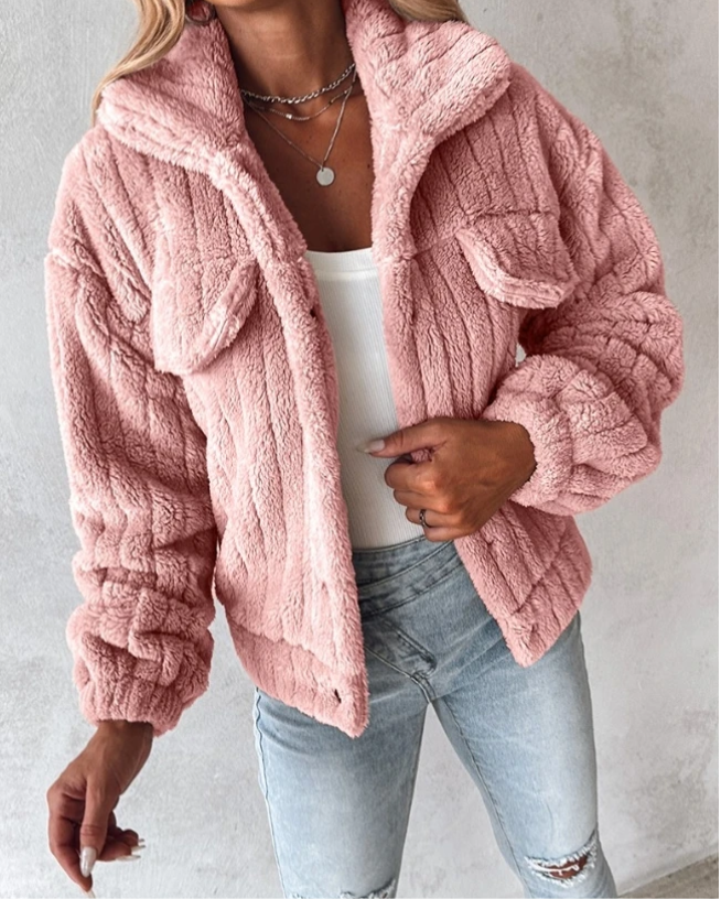Soft Women's Fleece Button Down Coat