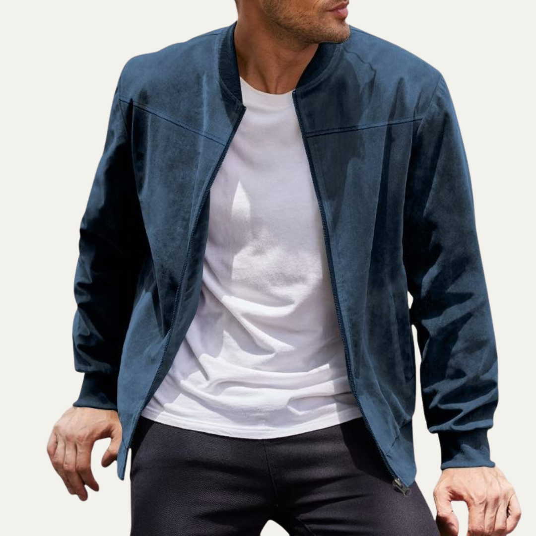 VogeLuxe | Men’s Textured Zip Up Casual Bomber Jacket