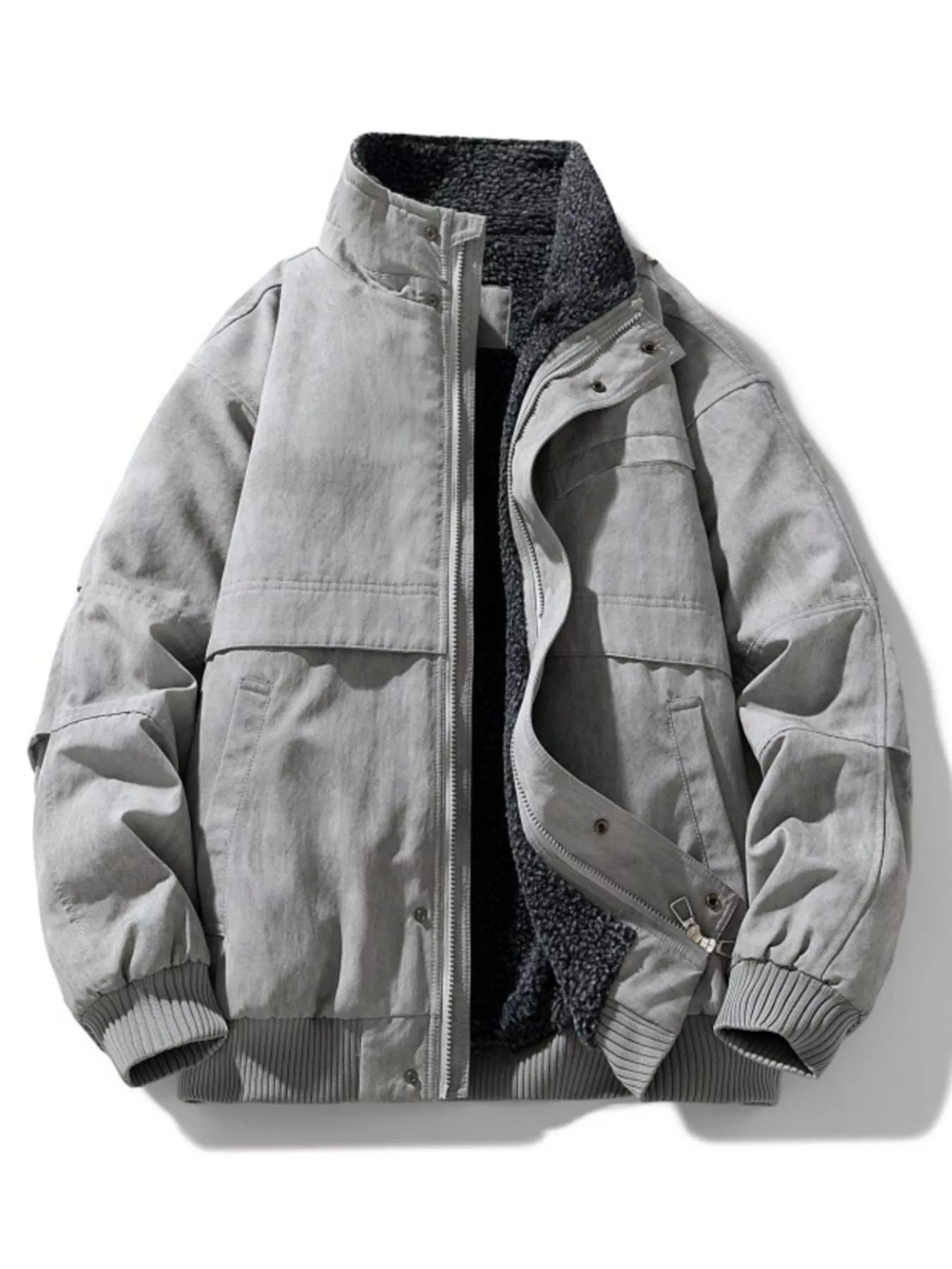 Men's Large Sherpa Fleece Bomber Coat