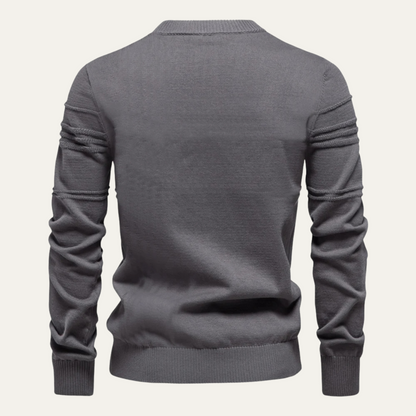 VogeLuxe | Men’s Textured Grid Pattern Crewneck Knit Sweater