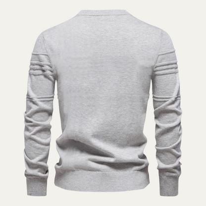 VogeLuxe | Men’s Textured Grid Pattern Crewneck Knit Sweater