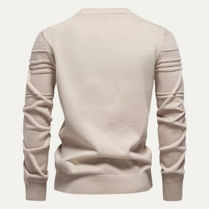 VogeLuxe | Men’s Textured Grid Pattern Crewneck Knit Sweater