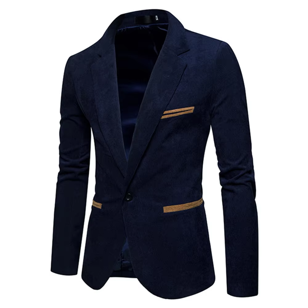 Classic Single Button Fitted Corduroy Jacket