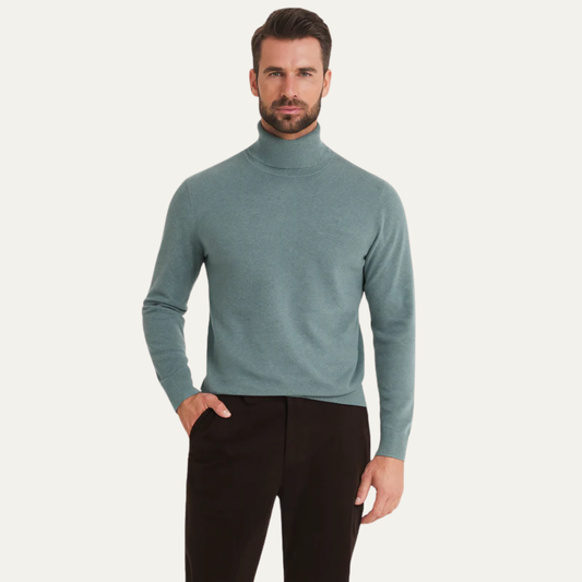 VogeLuxe | Men’s Smooth Knit Fitted Turtleneck Sweater