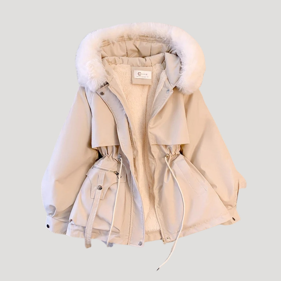Ladies Warm Parka Coat with Faux Fur Hooded Jacket