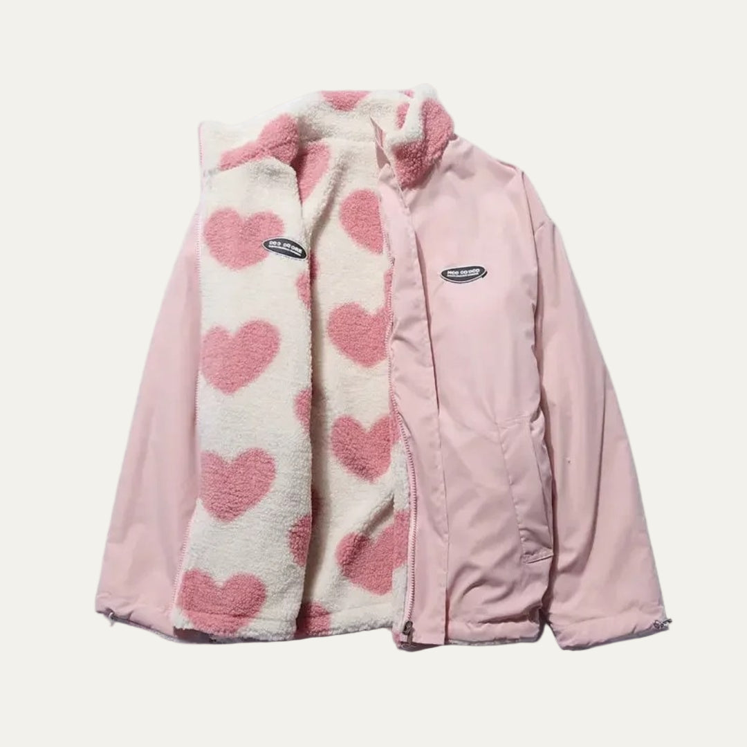 VogeLuxe | Women’s Reversible Plush Heart Lined Jacket