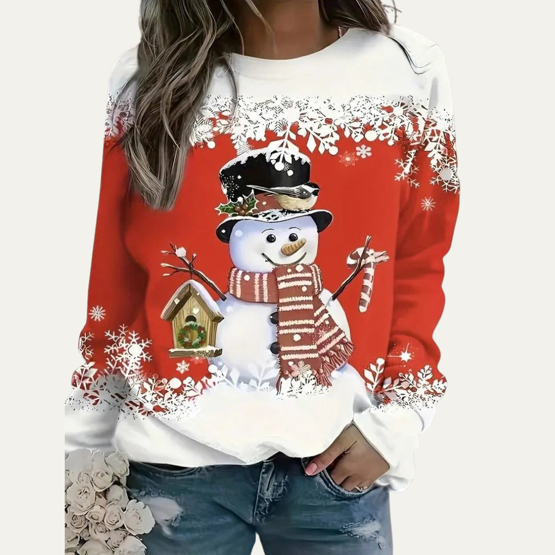 VogeLuxe | Women’s Festive Snowman Crewneck Sweatshirt