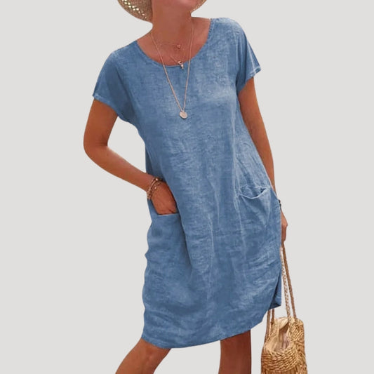 Comfortable Short Sleeve Summer Midi Dress for Women - VogeLuxe