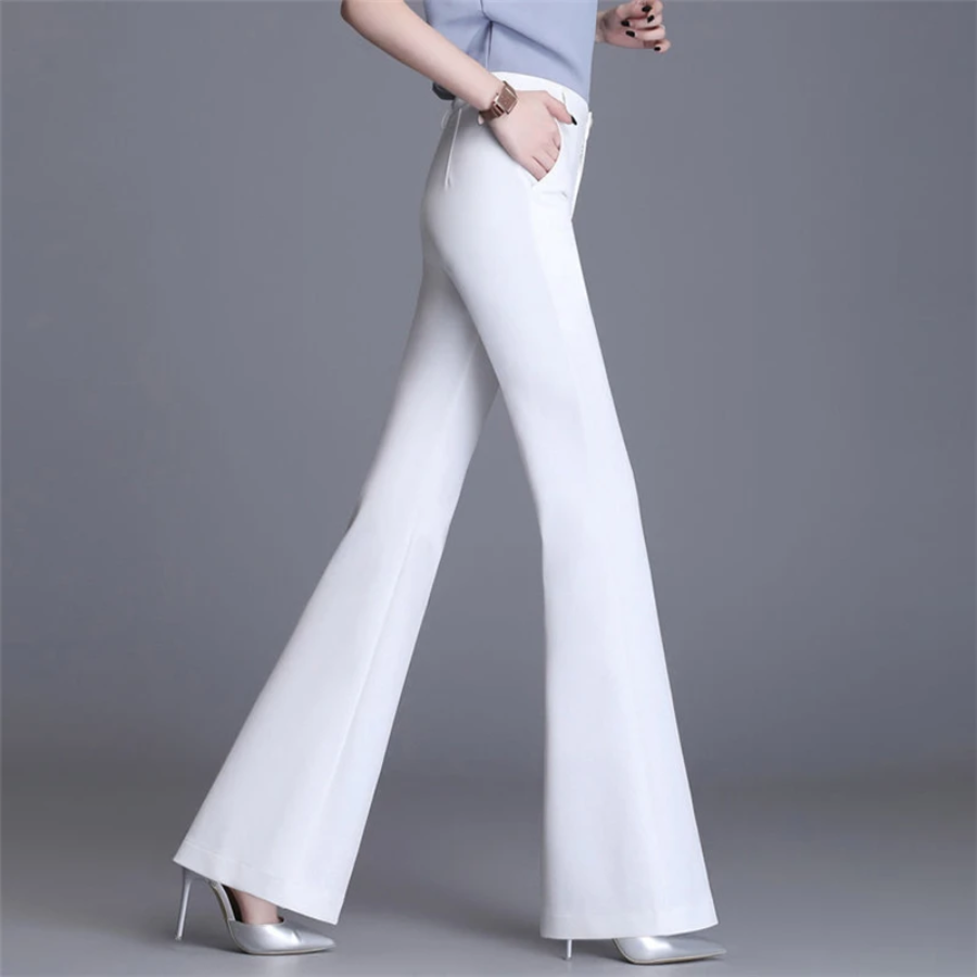Fitted High Waisted Wide Leg Women's Pants