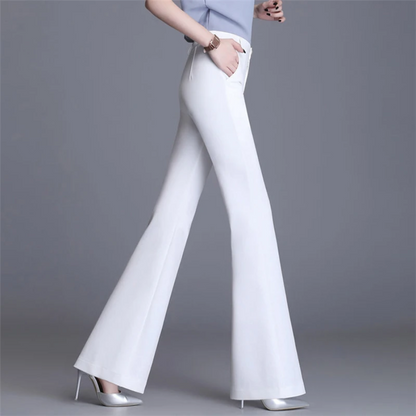 Fitted High Waisted Wide Leg Women's Pants