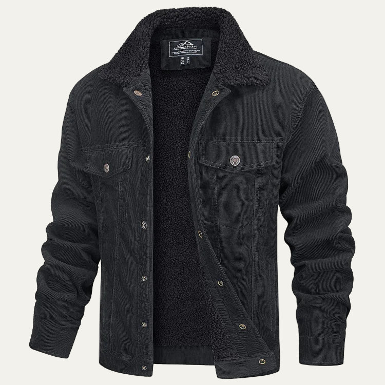 VogeLuxe | Men’s Warm Corduroy Sherpa Lined Trucker Jacket