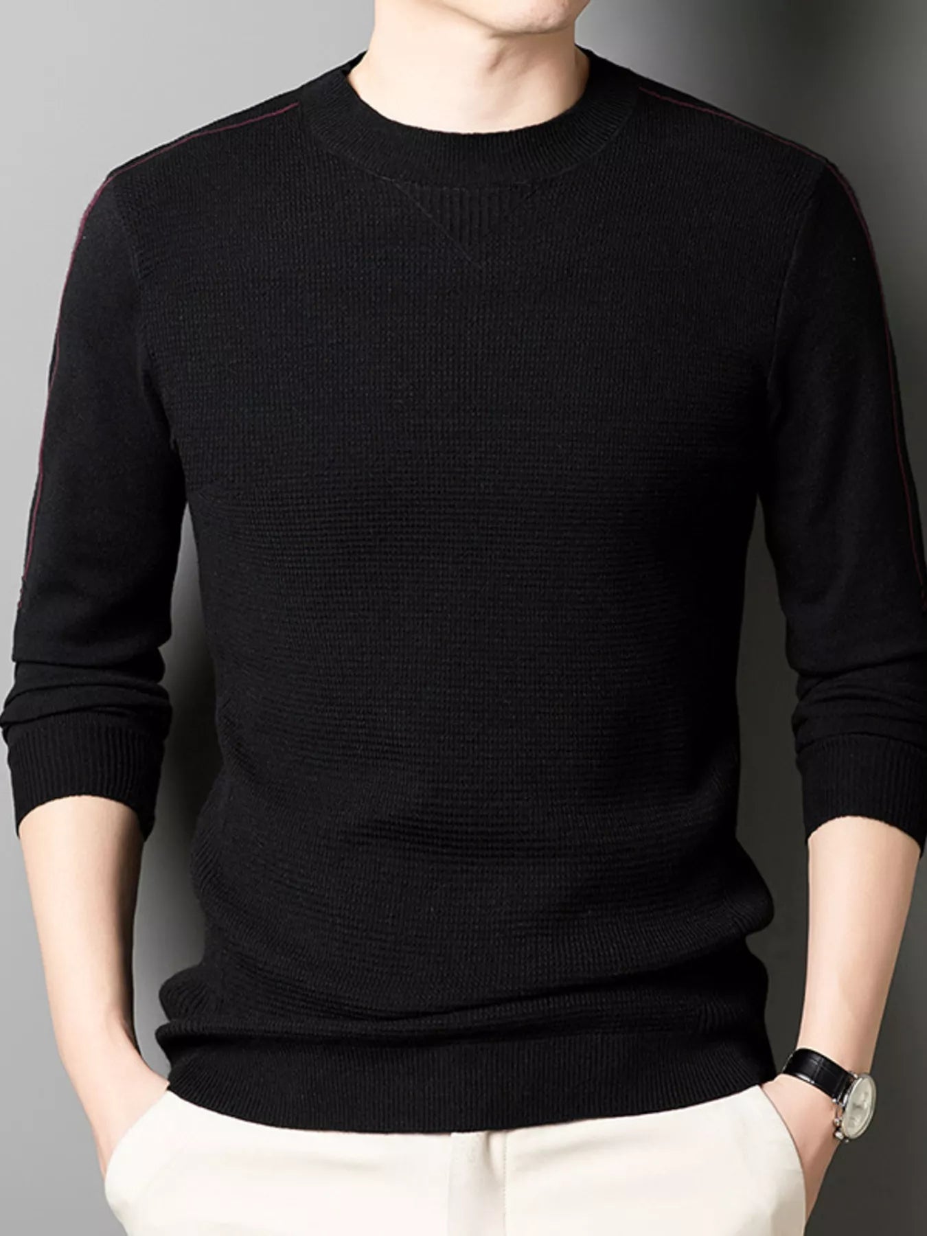 Men's Fitted Crew Neck Sweater
