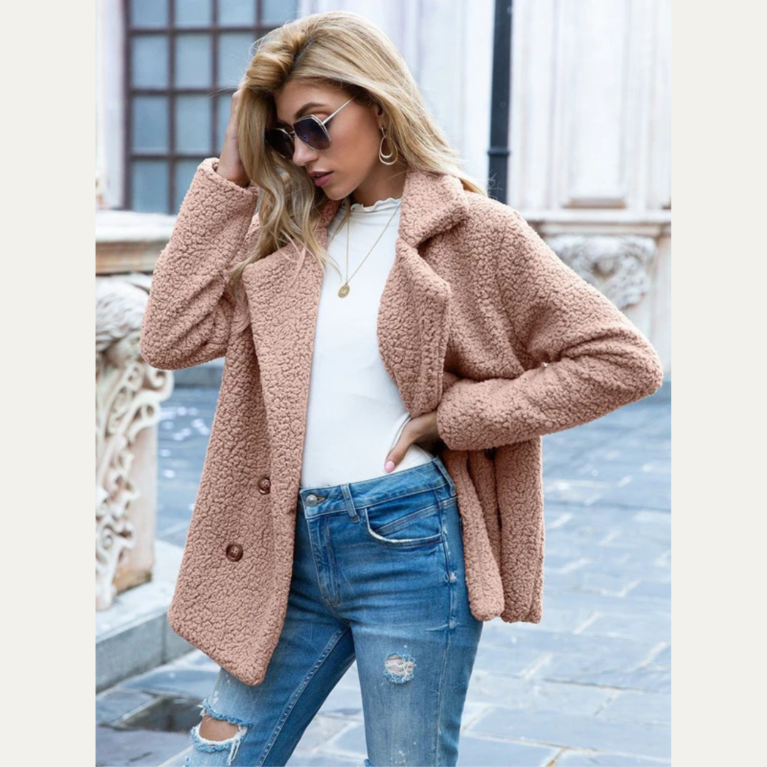 VogeLuxe | Women’s Plush Mid-Length Pea Coat