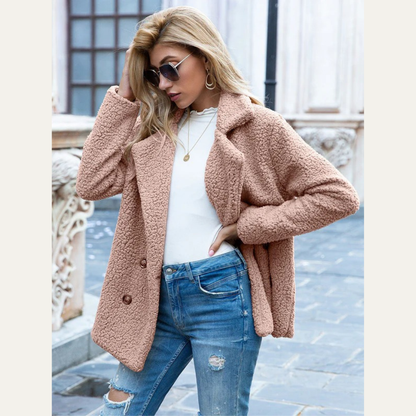 VogeLuxe | Women’s Plush Mid-Length Pea Coat