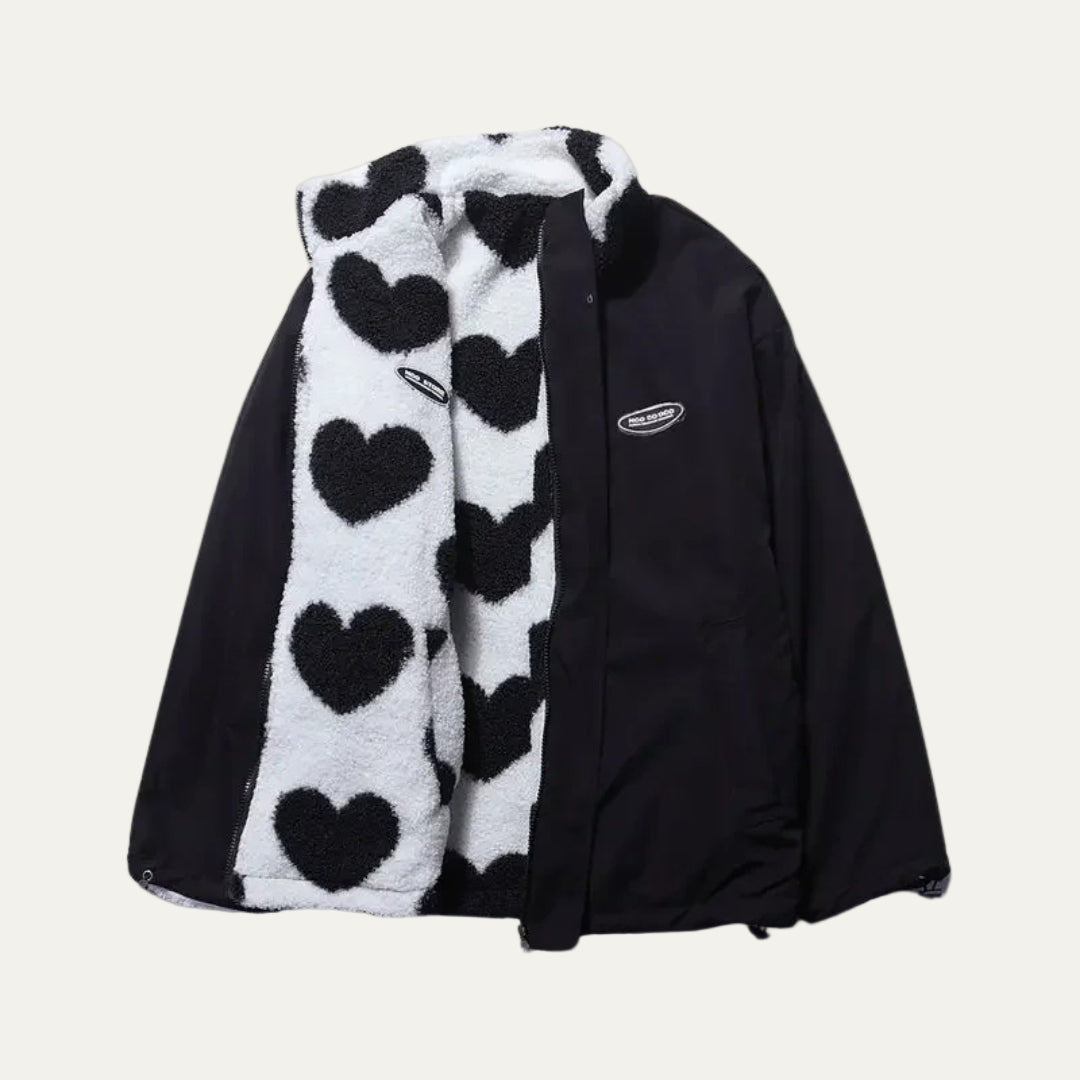 VogeLuxe | Women’s Reversible Plush Heart Lined Jacket