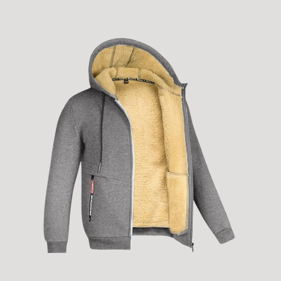 Men's Thick Fleece Lined Zip Up Hoodie