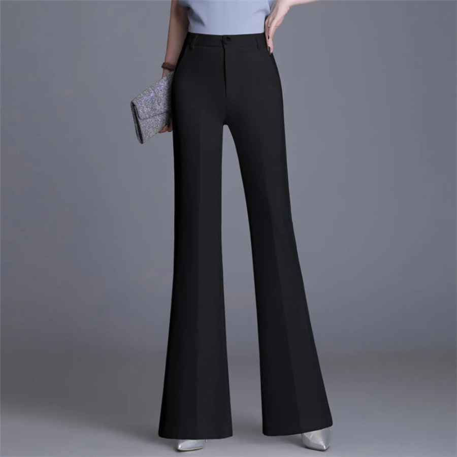 Fitted High Waisted Wide Leg Women's Pants