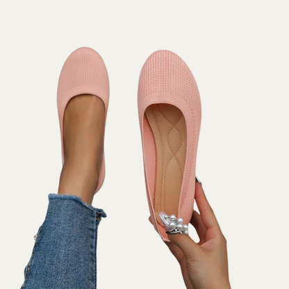 VogeLuxe | Women’s Breathable Knit Ballet Flats with Cushioned Insole