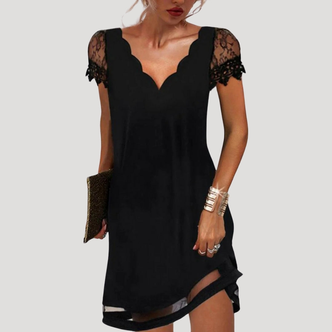 Little Black Lace Bodycon Party Dress - VogeLuxe