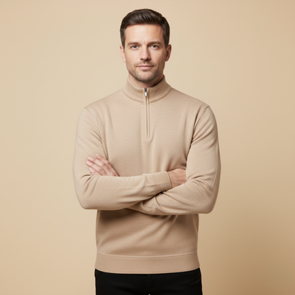 VogeLuxe | Men’s Solid Quarter Zip Stand Collar Pullover