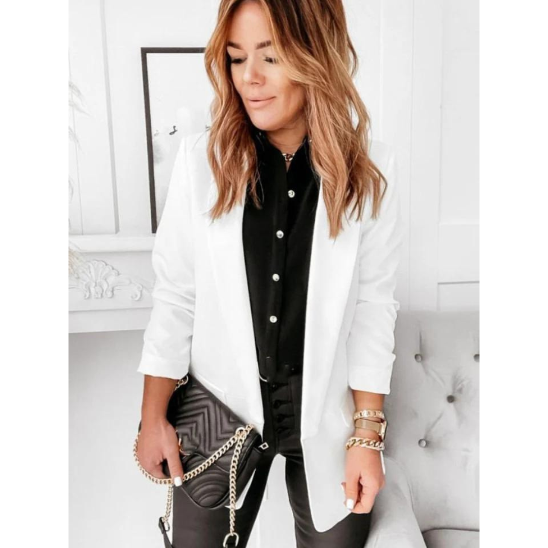 Comfortable Women's Simple Open Front Blazer Jacket